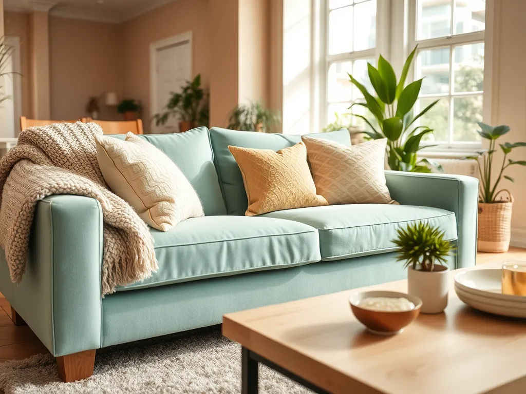 Jakie dodatki pasują do miętowej kanapy?