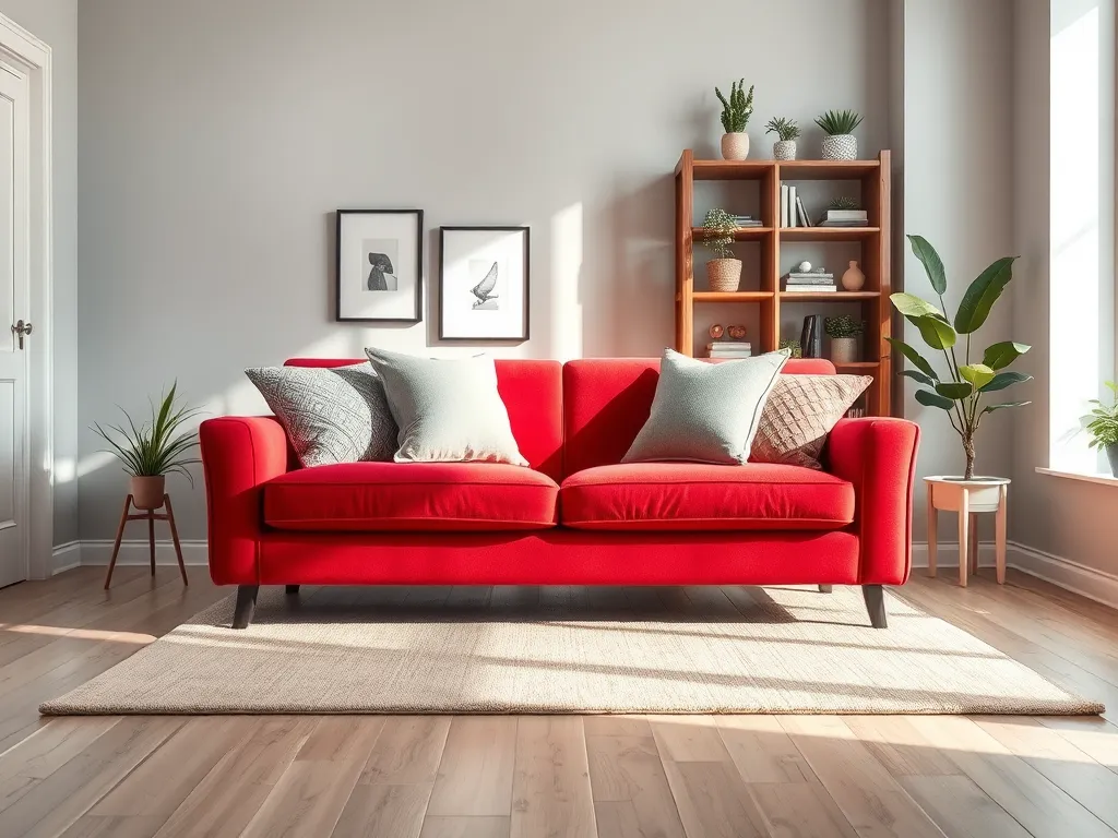 Czerwona kanapa - jaki kolor ścian będzie współgrał?